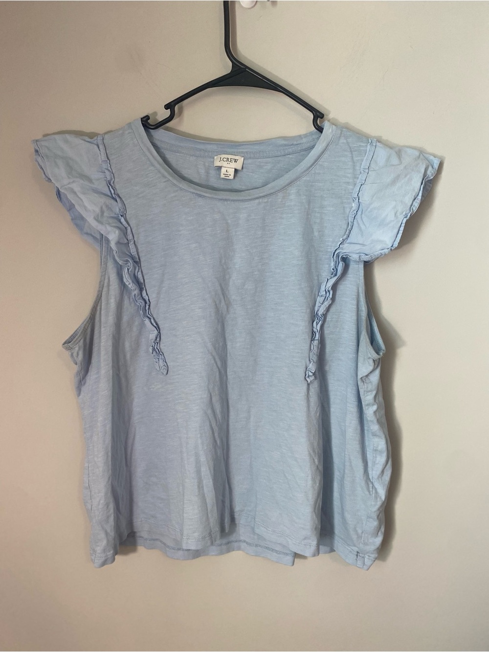 J. Crew Light Blue Ruffle Sleeve Top